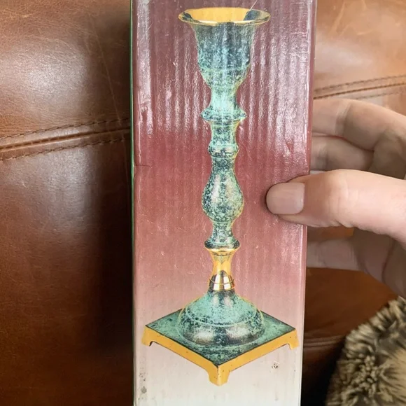 Astoria Grand Small Patina Brass Candlestick - Picture 2 of 5